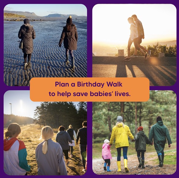Collage of people walking wearing bright colours