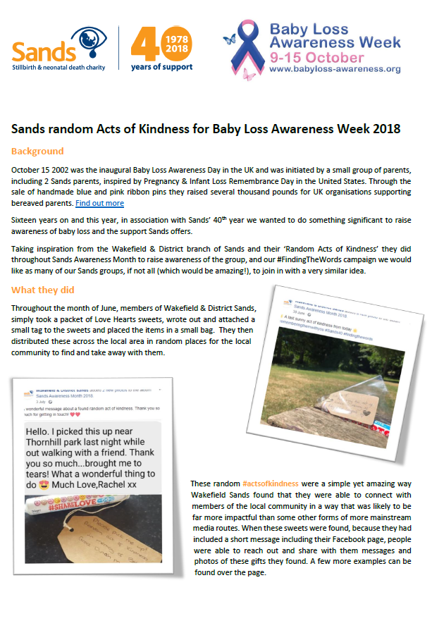 Sands Random Acts of Kindness Guidance