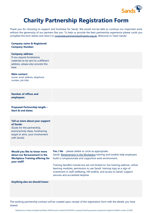 Image of the Charity Registration Form