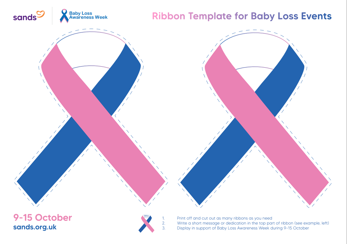 blue and pink ribbon template 