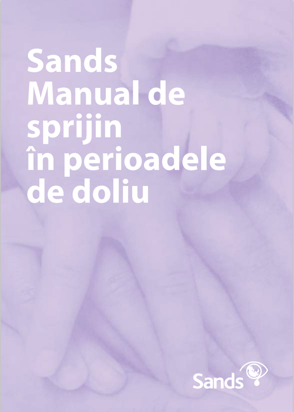 Front cover of Sands Bereavement Support Book in Romanian