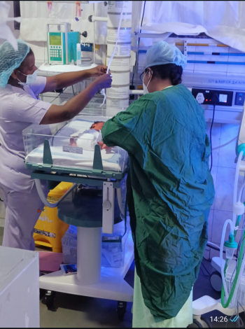 Parthavi rainbow baby in hospital.
