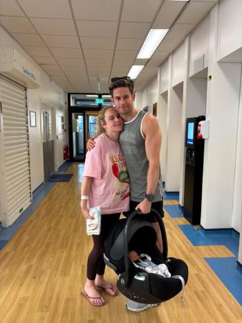 Catherine and Carl with their baby boy Otis who was born following a missed miscarriage.
