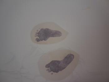 Olly’s footprints after he was born following a termination for medical reasons (TFMR).
