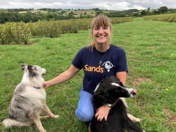 Laura doing a dog walk challenge for Sands