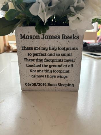 Mason wording after his stillbirth.
