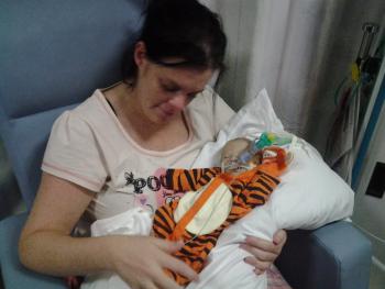 Sarah holding Dainton-Lee