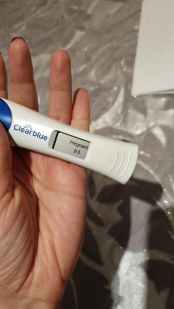 Selina’s pregnancy test for her pregnancy which ended in a Termination for Medical Reasons (TFMR).