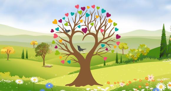 Tree with hearts as leaves