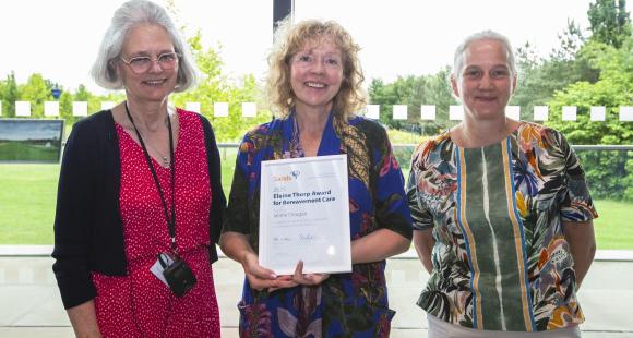 Gemma Sayer, winner of Elaine Thorp Award for Bereavement Care, with Kate Brintworth, Chief Midwifery Officer for England