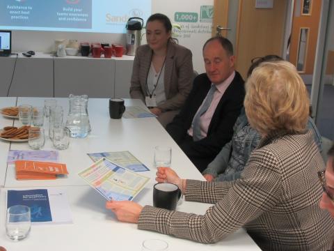 Andrea Leadsom MP holding the do's and don'ts