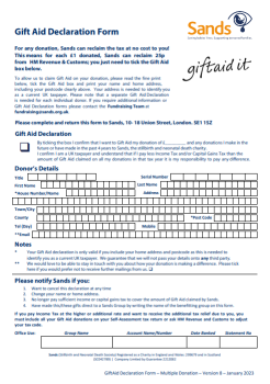 Image showing the gift aid form