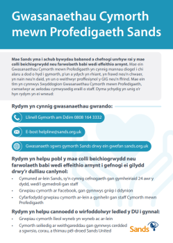 Front cover of Bereavement Support flyer in Welsh