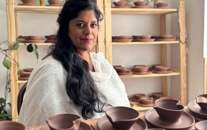 Shaheda sat with the diyas