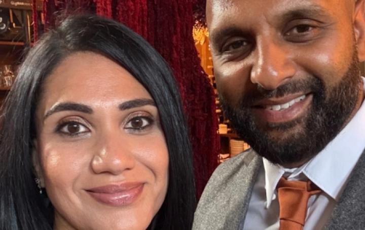 Picture of Vaishali and her husband Rahul smiling